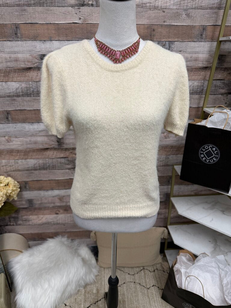 Cream The Reeds X J.Crew Fuzzy Knit Short Sleeve Sweater