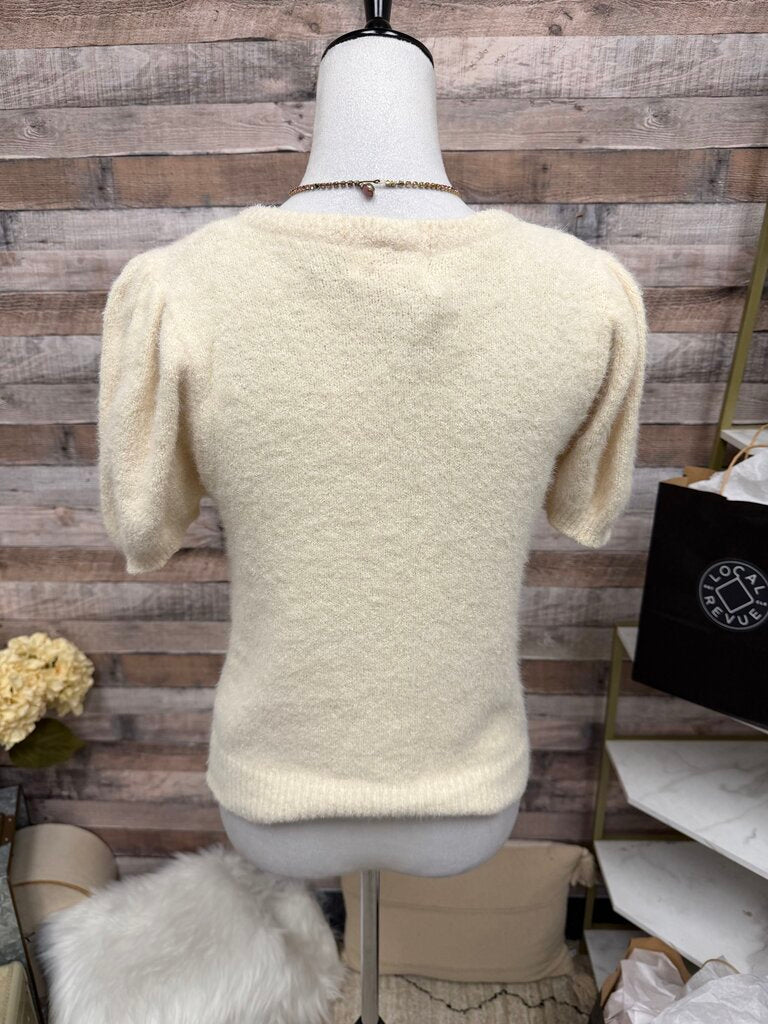 Cream The Reeds X J.Crew Fuzzy Knit Short Sleeve Sweater