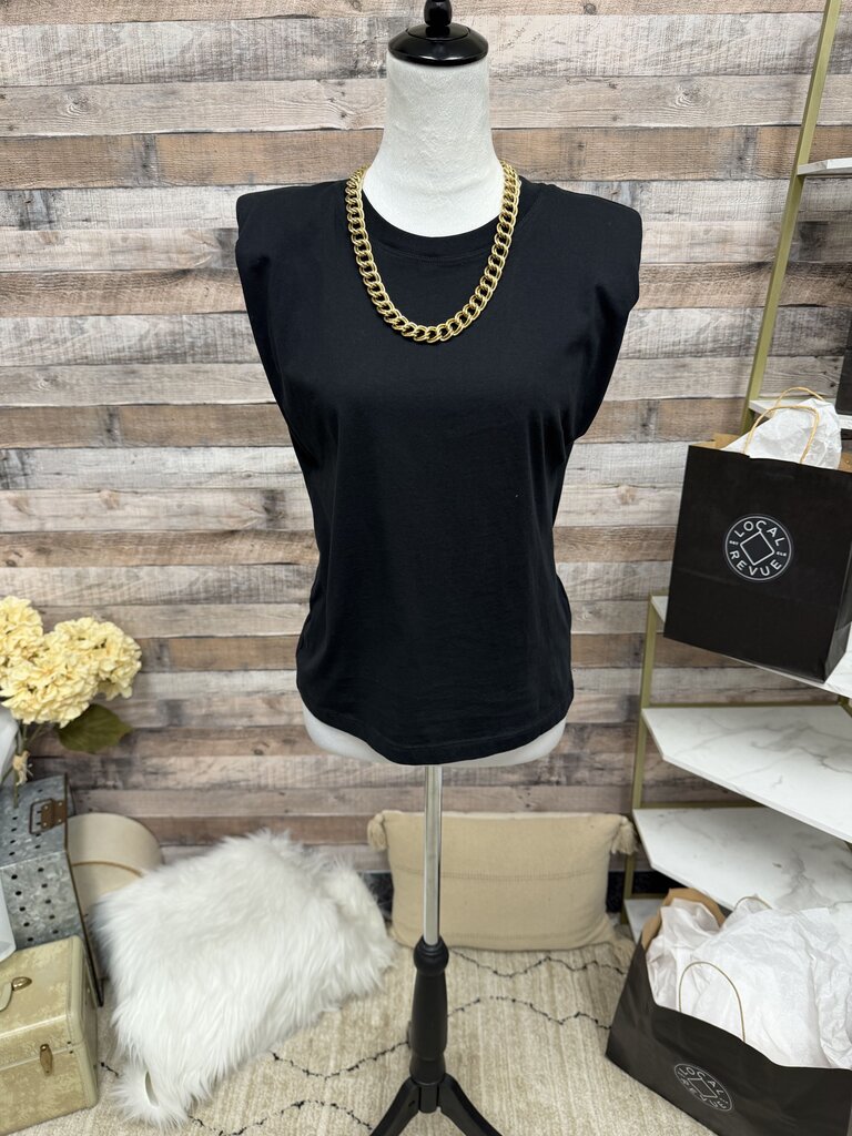 Black Zara Basic Crew Neck Tank Top