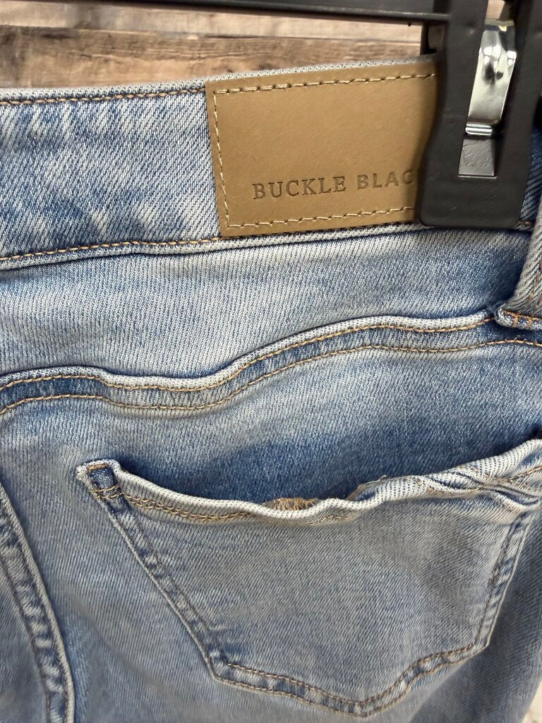 Blue Buckle Black Light Blue Wash Jeans With Raw Hem