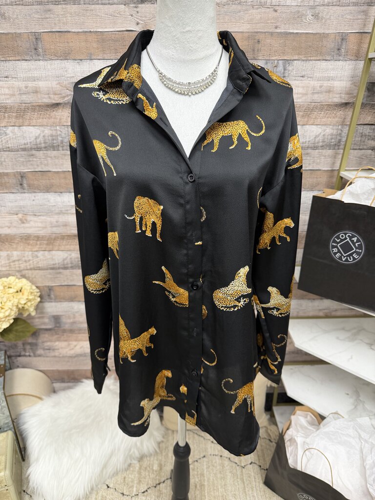 Black/Gold Vestique Tiger Print Blouse