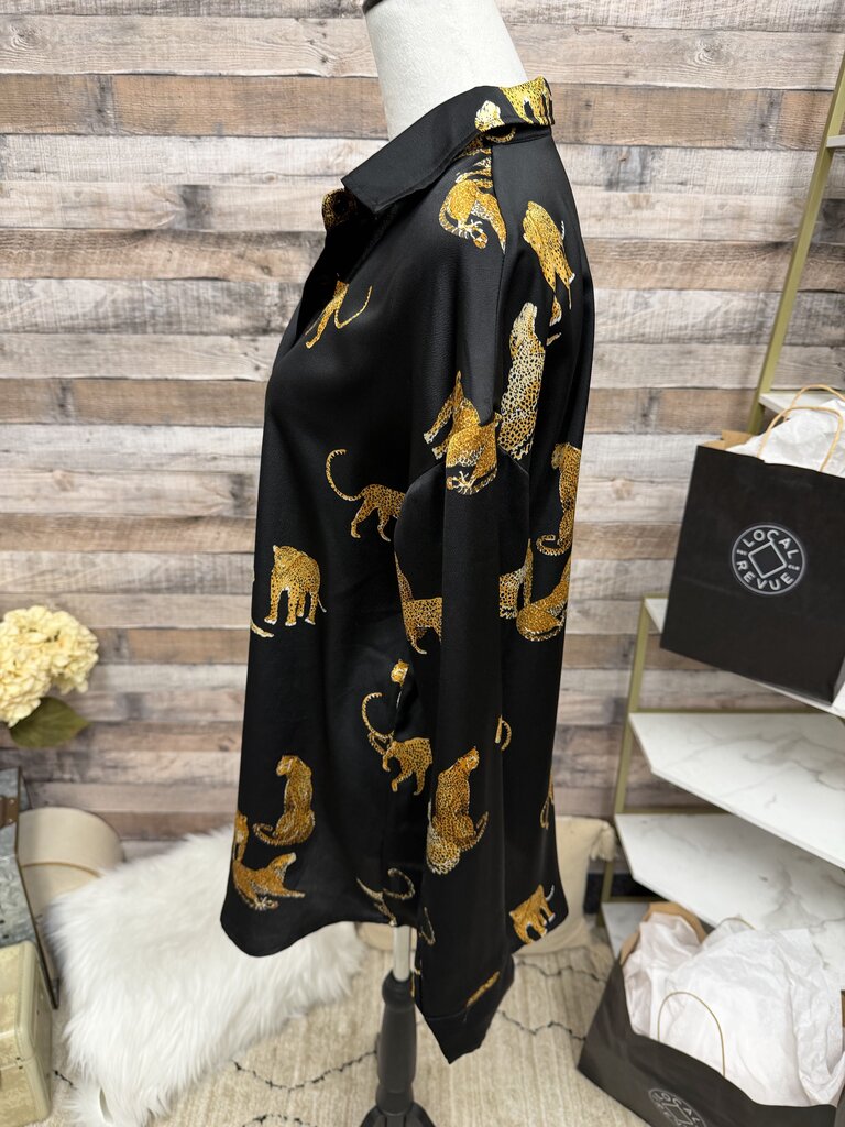 Black/Gold Vestique Tiger Print Blouse