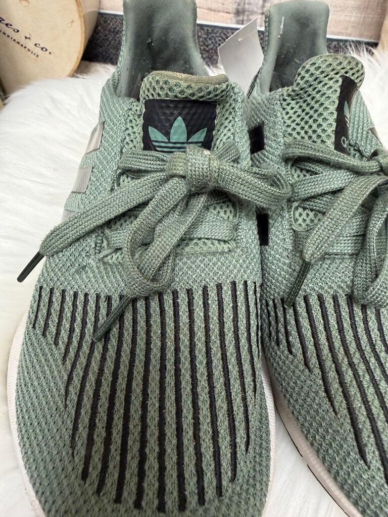 Green Adidas Knit Athletic Sneakers