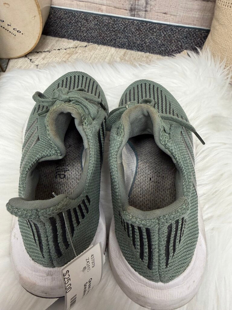 Green Adidas Knit Athletic Sneakers