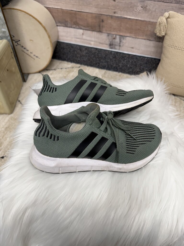 Green Adidas Knit Athletic Sneakers