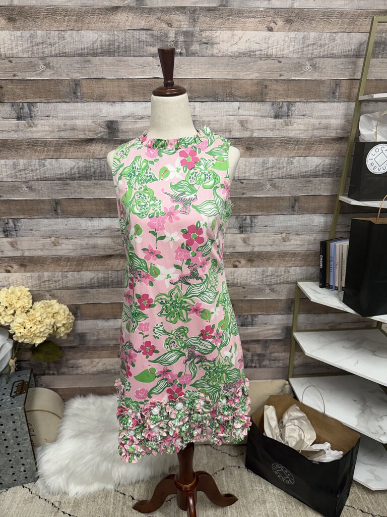 Pink/Green Floral Lily Piltizer Shift Dress