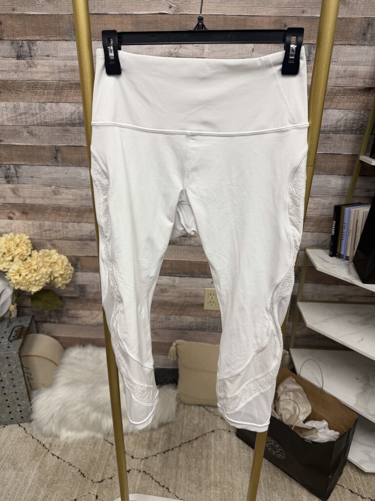 White Lululemon High-Waisted Athletic Capri Leggings