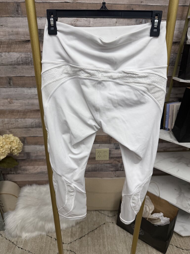 White Lululemon High-Waisted Athletic Capri Leggings