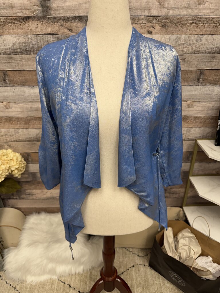Blue Colleen Lopez Jacquard Satin Kimono Jacket