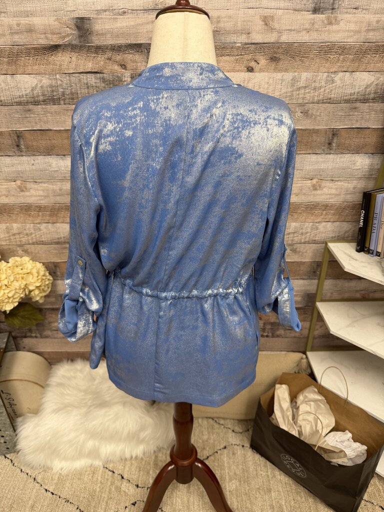 Blue Colleen Lopez Jacquard Satin Kimono Jacket