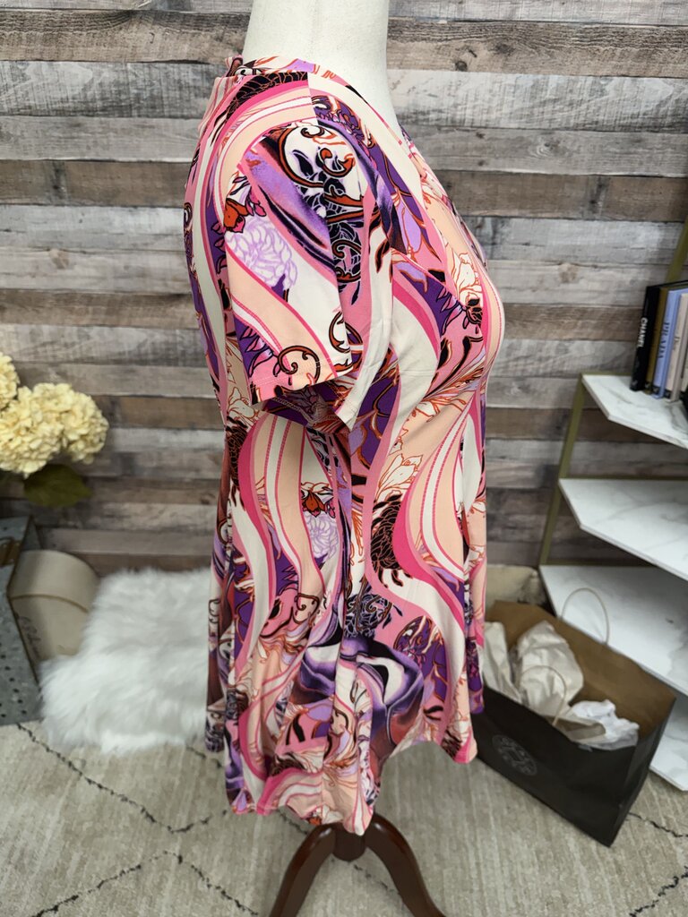 NWT Pink/Purple Abstract Paisley Print Attitudes By Renee Tunic Top