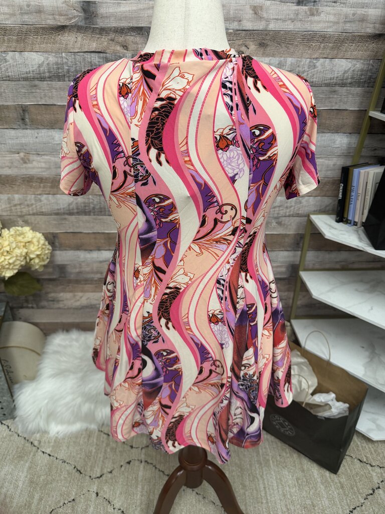 NWT Pink/Purple Abstract Paisley Print Attitudes By Renee Tunic Top