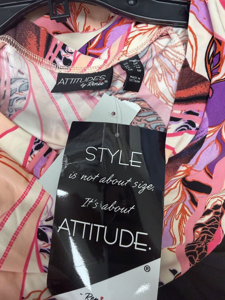 NWT Pink/Purple Abstract Paisley Print Attitudes By Renee Tunic Top