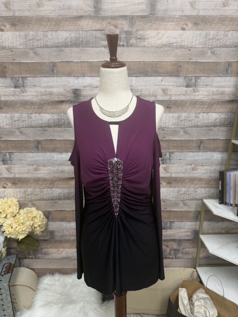 Purple Venus Brand Twist-Front Embellished Design Detail Sleeveless Top