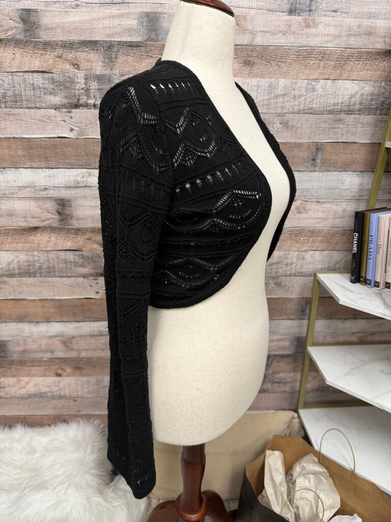 Black MRH L Brand Crochet Knit Cardigan