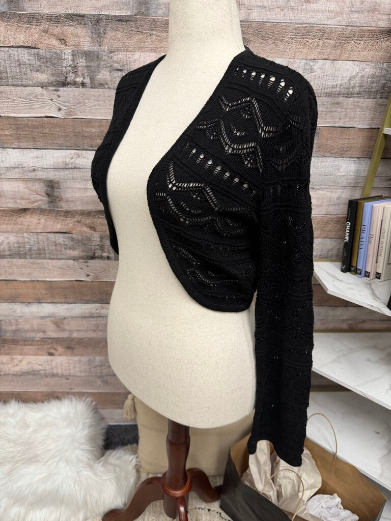 Black MRH L Brand Crochet Knit Cardigan