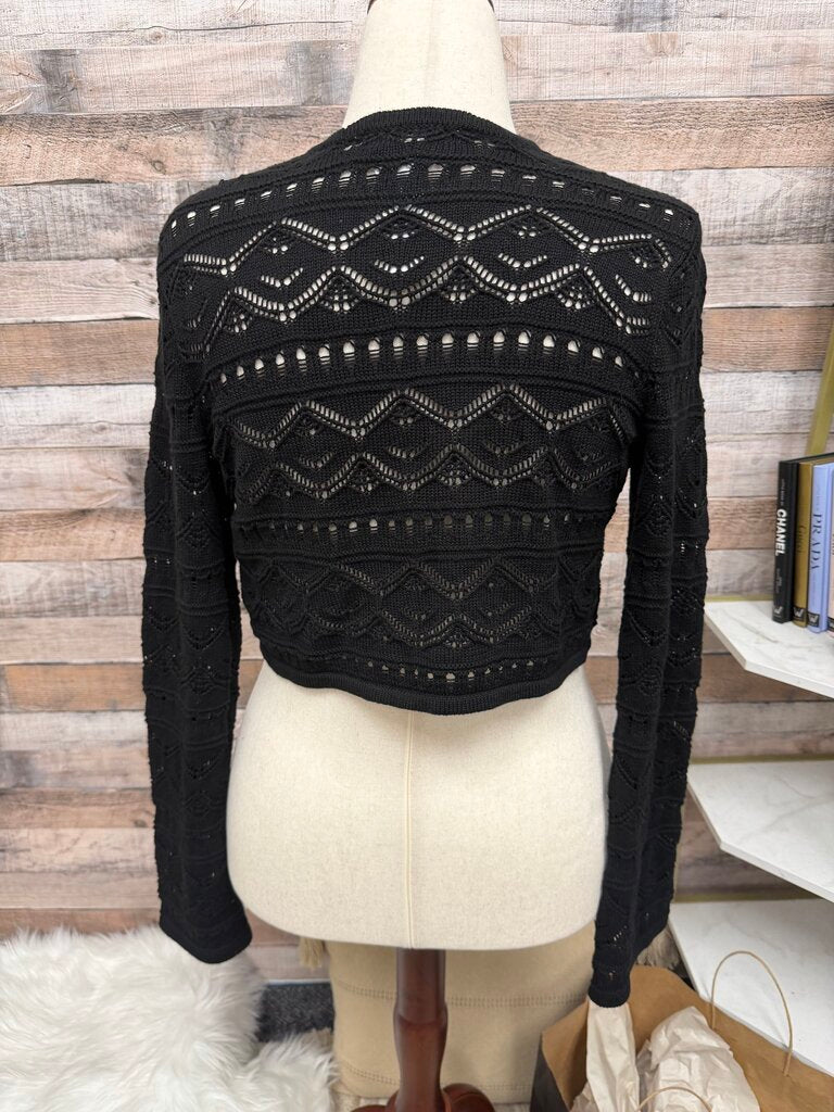 Black MRH L Brand Crochet Knit Cardigan