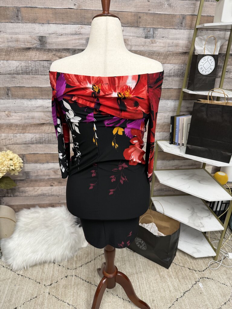 Black/Red/Purple Floral Venus Bodycon Dress