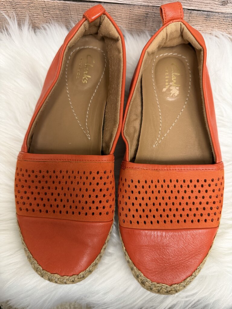 Orange Clarks Artisan Reeney Helen Leather Espadrille Flats
