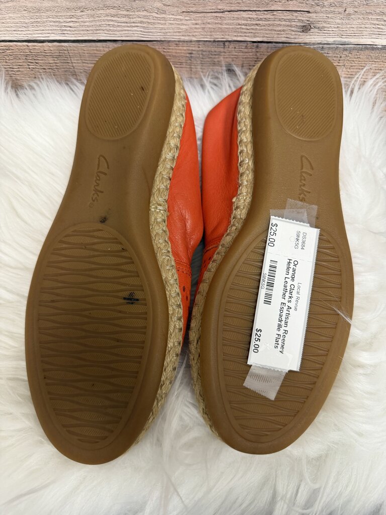 Orange Clarks Artisan Reeney Helen Leather Espadrille Flats