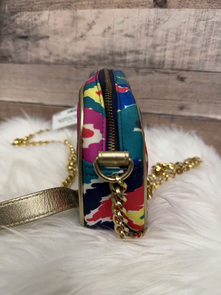 Multicolor Chevron Pattern Lilly Pulitzer Crossbody Bag With Gold Chain Strap