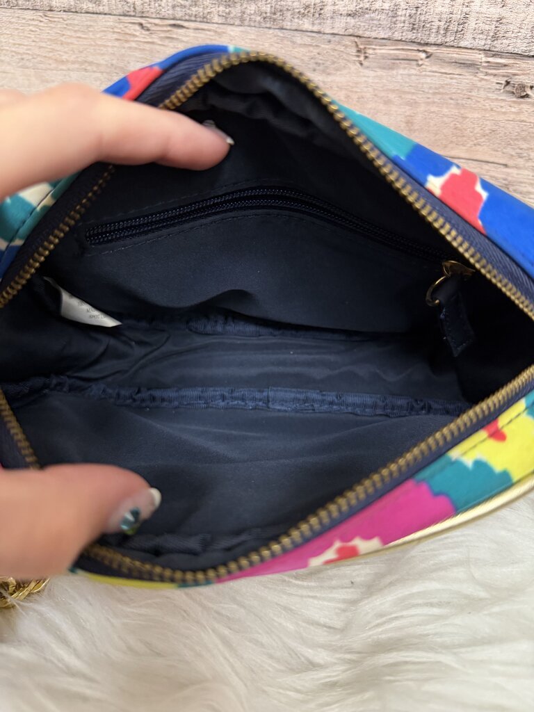 Multicolor Chevron Pattern Lilly Pulitzer Crossbody Bag With Gold Chain Strap
