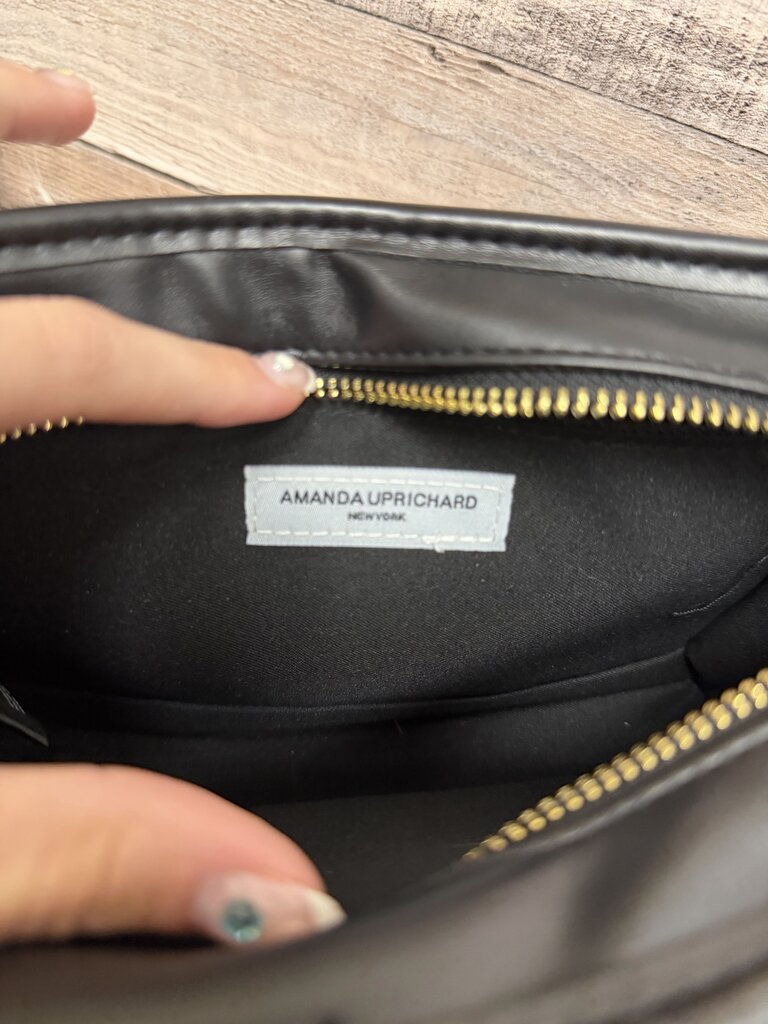 Black Amanda Uprichard Vegan Leather Quilted Crossbody Bag