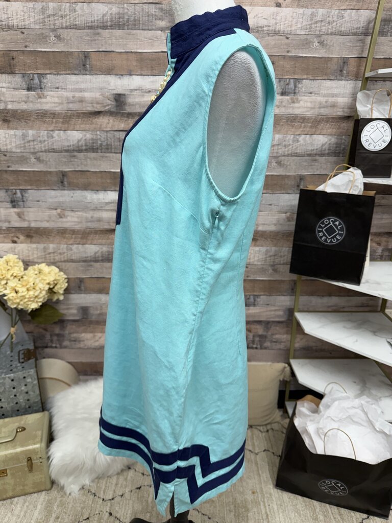 Sail to Sable Aqua & Navy Sleeveless Dress