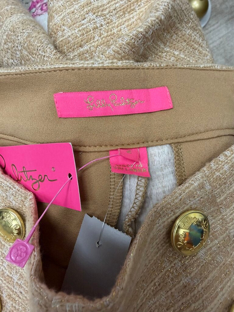 Lilly Pulitzer Gold Boucle Shorts w/Gold Buttons
