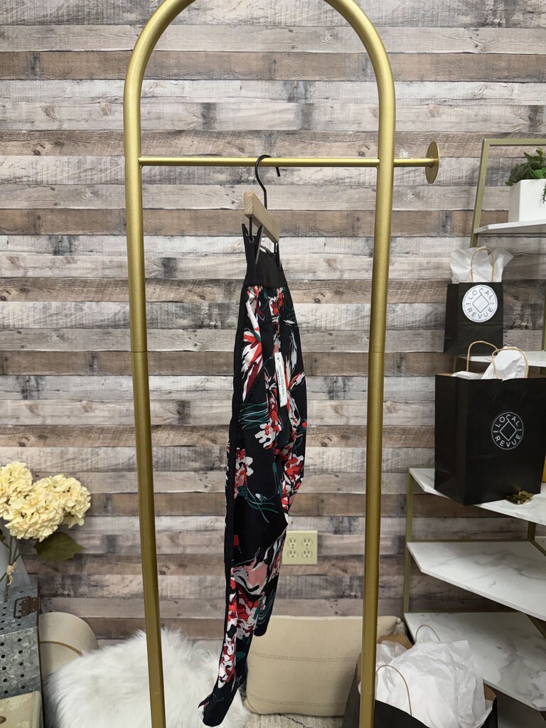 Derek Lam 10C Red Floral Print Knee Leggings