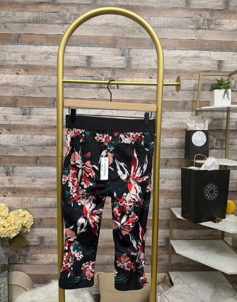 Derek Lam 10C Red Floral Print Knee Leggings
