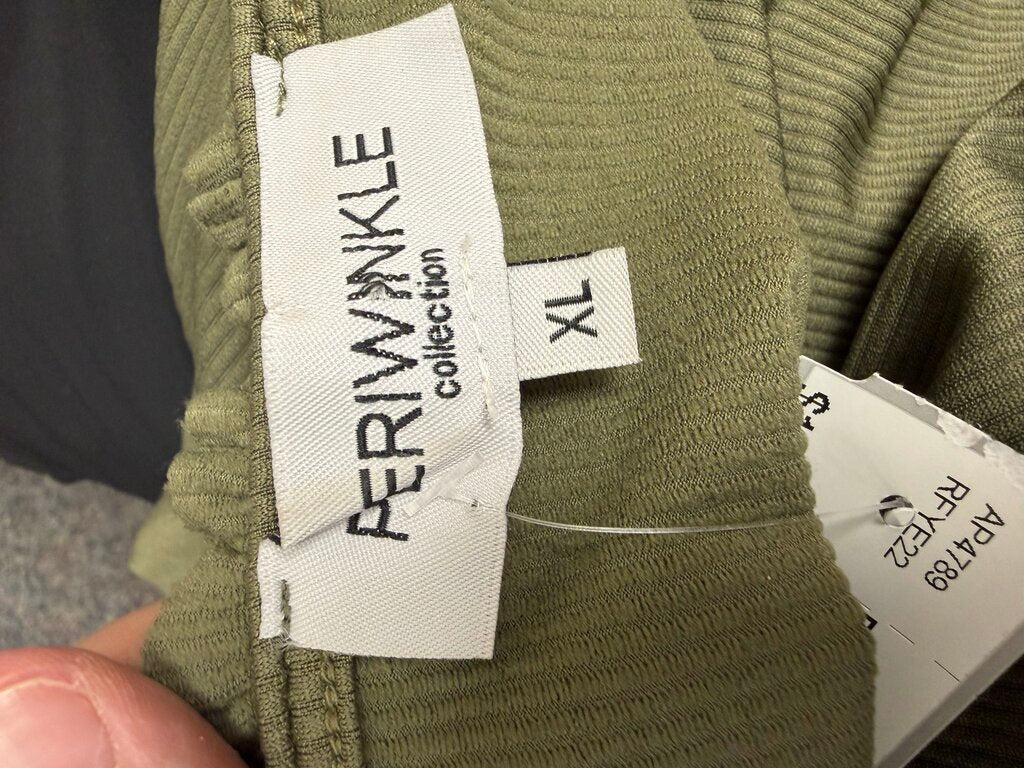 Periwinkle Olive Green Ribbed Ruffle Trim Tank