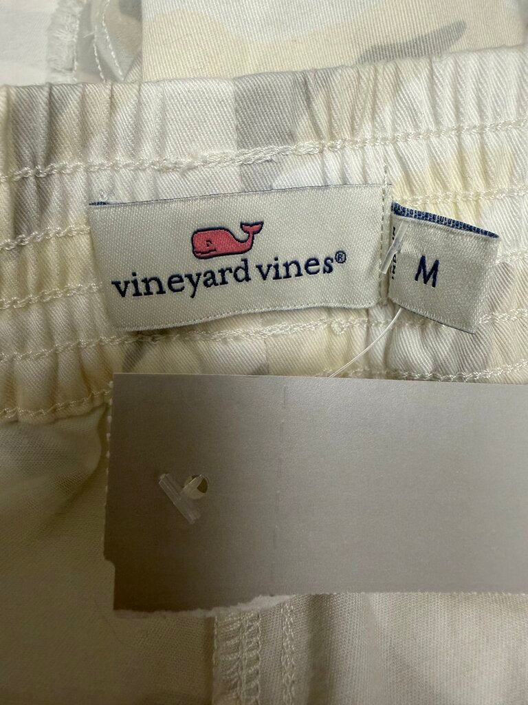 Vineyard Vines Ivory/Grey Camo Raw Hem Elastic Waist