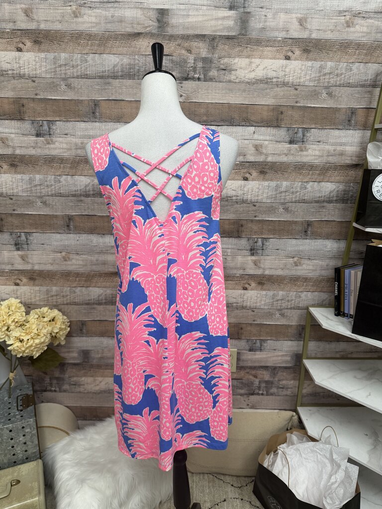 Lilly Pulitzer Blue w/Pink Pineapples Lattice Back Shift