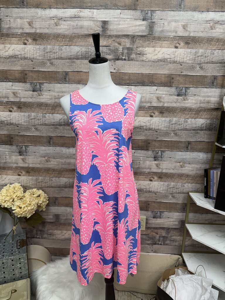 Lilly Pulitzer Blue w/Pink Pineapples Lattice Back Shift