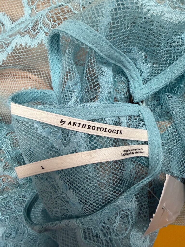 Anthropologie Turquoise Lace Illusion Overlay