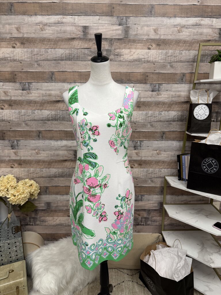 NWT Lilly Pulitzer White w/Pink Orchids Ribbed Back Zip Tank