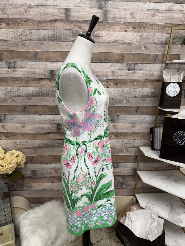 NWT Lilly Pulitzer White w/Pink Orchids Ribbed Back Zip Tank