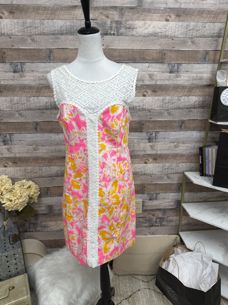 Lilly Pulitzer Pink, Orange & White Embroidered Neck Sleeveless