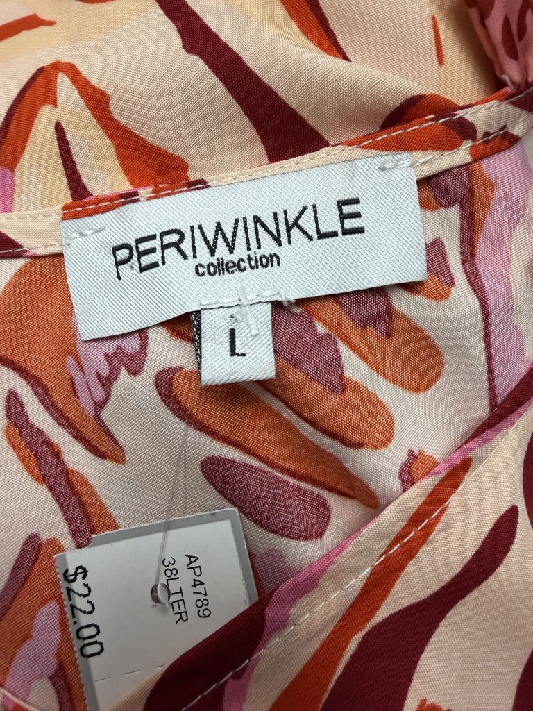 Periwinkle Peach & Red Ruffle Neck & Sleeve