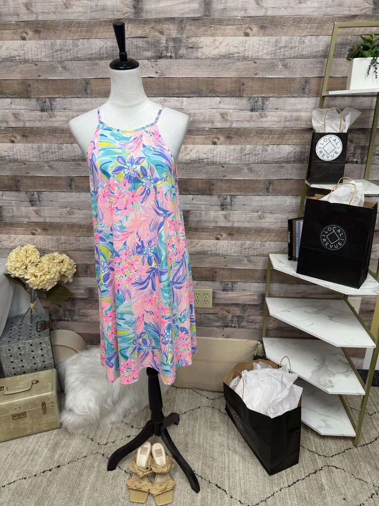 Lilly Pulitzer Aqua, Pink, Purple Floral Print Racerback Tie Back