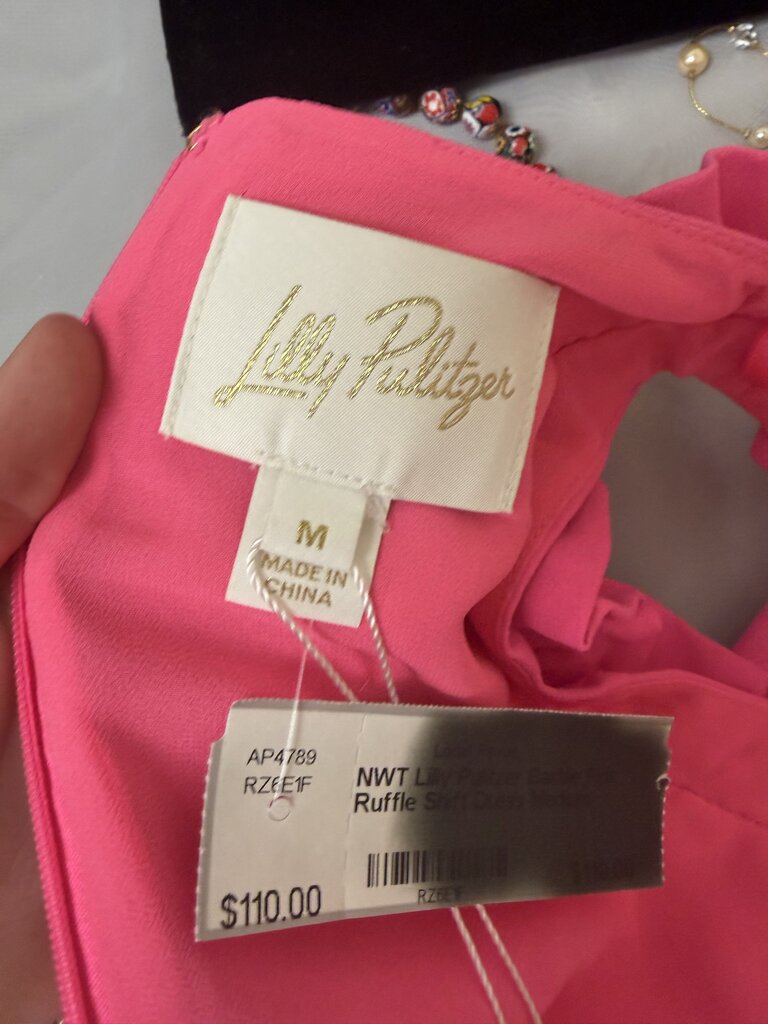 NWT Lilly Pulitzer Barbie Pink Ruffle Shift Dress