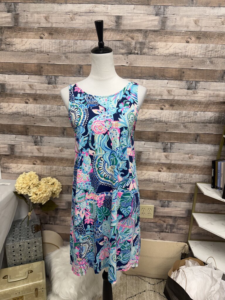 Lilly Pulitzer Navy & Aqua Lattice Back Sleeveless