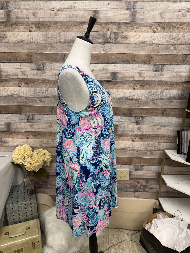 Lilly Pulitzer Navy & Aqua Lattice Back Sleeveless