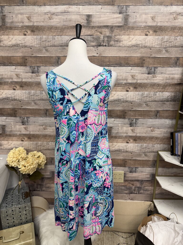 Lilly Pulitzer Navy & Aqua Lattice Back Sleeveless