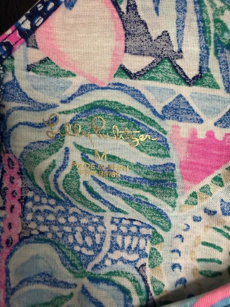 Lilly Pulitzer Navy & Aqua Lattice Back Sleeveless