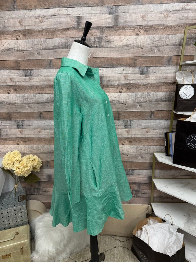 NWT Tuckernuck Sea Green Shirt Dress w/Ruffle Hemline