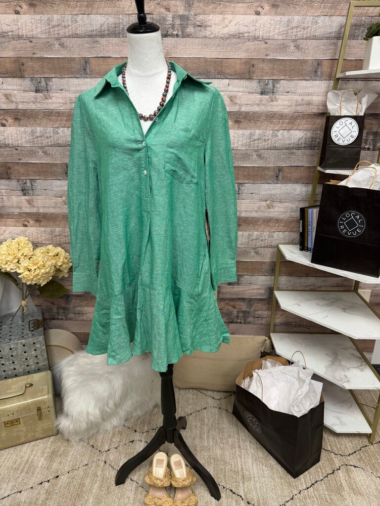 NWT Tuckernuck Sea Green Shirt Dress w/Ruffle Hemline