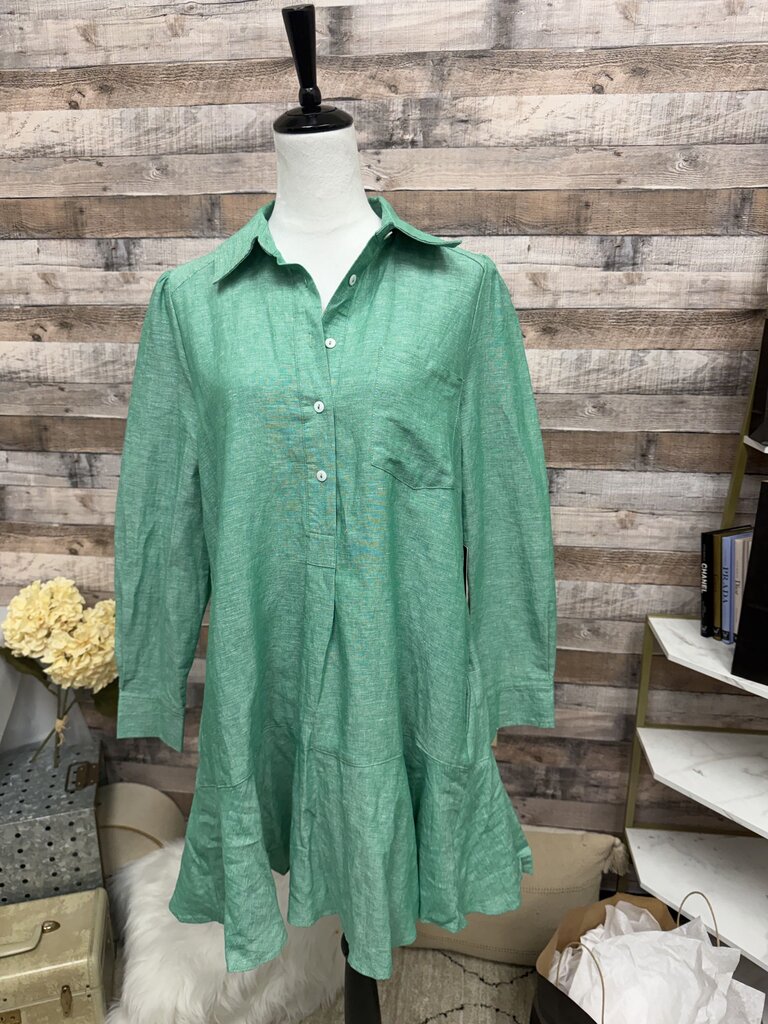 NWT Tuckernuck Sea Green Shirt Dress w/Ruffle Hemline