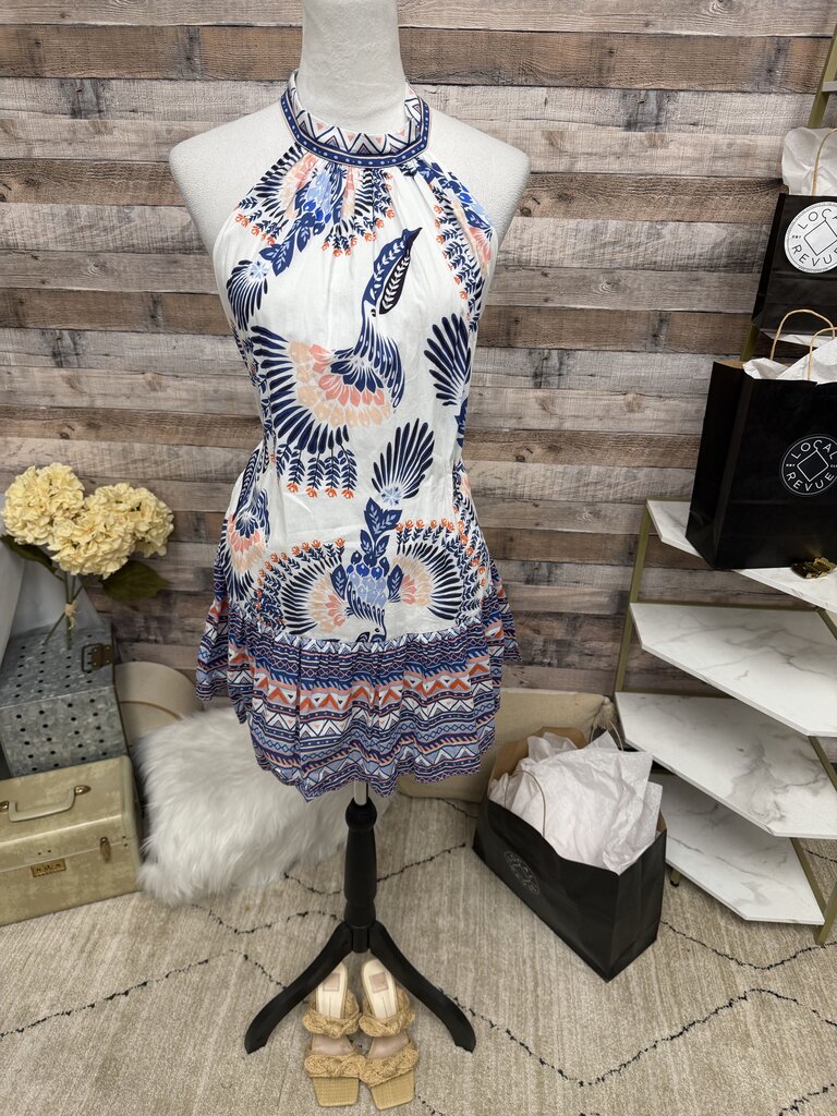 NWT Mimi Seabrook Blue & White Aztec Hemline